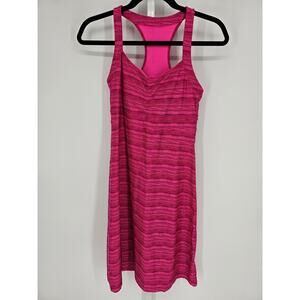 Freemotion Women's Pink Striped Square Neck Athletic Racerback Dress Size S